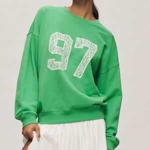 Beach Riot x Anthropologie Cotton Long-Sleeve Crewneck Sweater 97 Lace Top